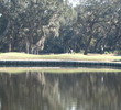 A bulkhead green juts into the water at No. 7, a 184-yard par 3 on the Oak Marsh course at Amelia Island Plantation.
