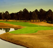The 10th green at Bent Creek G.C. in Jacksonville, Florida. Water lines the right side of the fairway here.