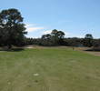 Water lurks right and a tree blocks out the other side of the eighth green at Amelia River G.C.