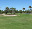 Large bunkers make a left-side approach on the par-4 seventh hole at Selva Marina Country Club a little more risky.