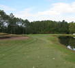 One of the fiercest par 4s around, the fifth hole at Bent Creek Golf Course includes a bevy of bunkers and water next to a fairway that slopes toward it.